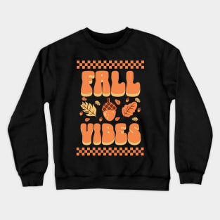 Fall Vibes Typography with Autumn Leaves Crewneck Sweatshirt